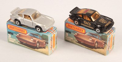 Lot 362 - Matchbox Superfast 2 x 3c Porsche 911/930 Turbo Inc Silver Body WITH RARE TAN INTERIOR