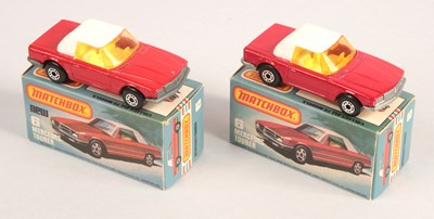 Lot 367 - Matchbox Superfast 2 x 6b Mercedes 350SL - LIGHT & DARK SHADE RED BODY VARIATIONS