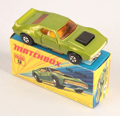 Lot 375 - Matchbox Superfast 9b AMX Javelin MET LIME GREEN WITH RARE IVORY INTERIOR