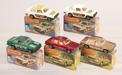Lot 378 - Matchbox Superfast Group of 3 x 9c Ford RS2000 & 2 x 55d Ford Cortina Variations