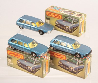 Lot 383 - Matchbox Superfast 3 x 12d Citroen CX Estate INCLUDING BLACK BASE & LEMON YELLOW INTERIOR VARIATIONS