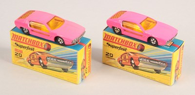 Lot 402 - Matchbox Superfast 2 x 20a Lamborghini Marzal HOT PINK & LIGHTER PINK BODY VARIATIONS