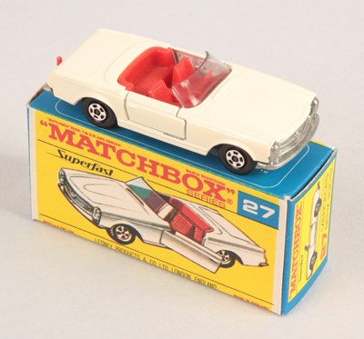 Lot 412 - Matchbox Superfast 27a Mercedes 230SL WITH MINT CONDITION TRANSITIONAL TYPE F3 BOX