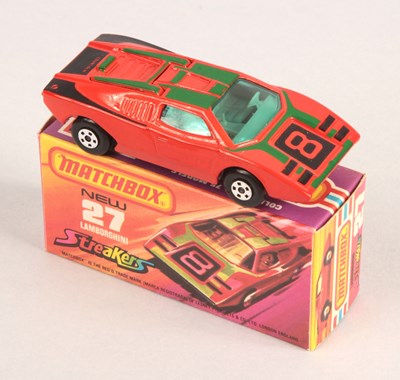 Lot 416 - Matchbox Superfast 27b Lamborghini Countach WITH RARE DARK GREEN TAMPO PRINT