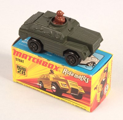 Lot 418 - Matchbox Superfast 28b Stoat Armoured Car Twin Pack Issue with Dark Olive Green Body