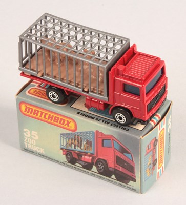 Lot 436 - Matchbox Superfast 35c Volvo Zoo Truck RARE DARK TAN LIONS + VERY RARE WIDE PROFILE 5-ARCH WHEELS