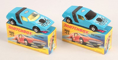 Lot 441 - Matchbox Superfast 2 x 41b Siva Spyder Roman Numeral Issues CLEAR WINDOWS & BLACK WINDOWS