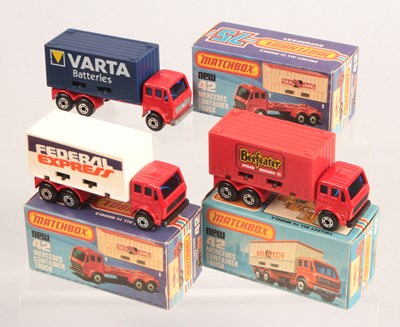 Lot 454 - Matchbox Superfast 3 x 42c Mercedes Container Truck With Convoy Series Containers