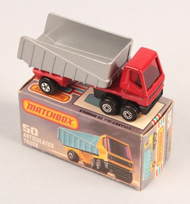 Lot 466 - Matchbox Superfast 50b Articulated Truck RARE RED TRACTOR UNIT + RED WINDOWS + METALLIC SILVER TRAILER