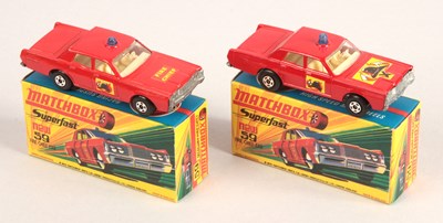 Lot 481 - Matchbox Superfast 2 x 59b Mercury Park Lane Fire Chief Car