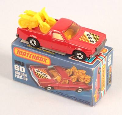 Lot 482 - Matchbox Superfast 60c Holden Pick-up Truck RARE LEMON YELLOW MOTORCYCLES + FRENCH TEXT BOX