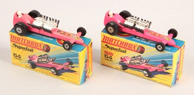 Lot 493 - Matchbox Superfast 2 x 64b Slingshot Dragster INCLUDING UNUSUAL LIGHT PINK BODY