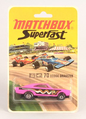 Lot 504 - Matchbox Superfast 70b Dodge Charger Dragster RARE 1972 COPYRIGHT FACTORY SEALED BLISTER PACK