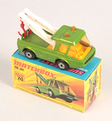 Lot 506 - Matchbox Superfast 74b Toe Joe Wreck Truck METALLIC JADE GREEN + RARE WHITE JIBS + MATT BLACK BASE
