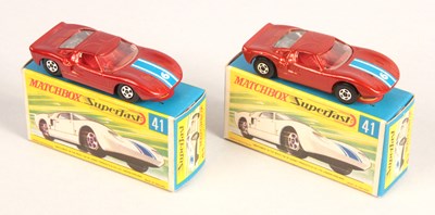 Lot 514 - Matchbox Superfast 2 x 41a Ford GT40 Bronze body With Wheel & Base Variations