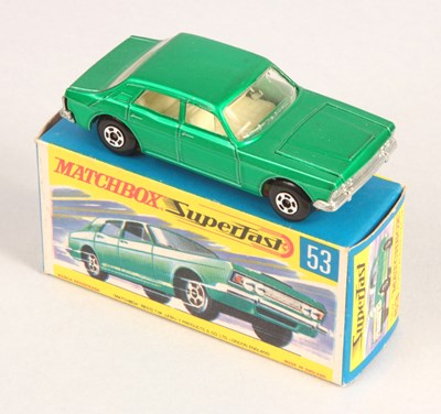 Lot 515 - Matchbox Superfast 53a Ford Zodiac METALLIC EMERALD GREEN + 5-SPOKE WIDE WHEELS