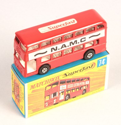 Lot 519 - Matchbox Superfast 74a Daimler Fleetline Bus "N.A.M.C. The Miniature Vehicle" WITH RARE SUPERFAST ROOF LABEL