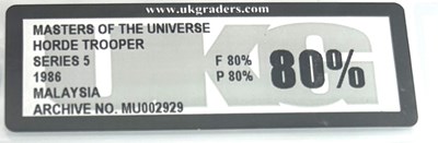 Lot 120 - Mattel Vintage Masters of the Universe Horde Trooper Series 5 1986 Malaysia - UKG Graded 80% 80/80.