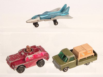 Lot 571 - Matchbox Superfast 27c Swing Wing Jet + 28b Stoat + 66c Ford Transit FACTORY PRE-PRO COLOUR TRIALS