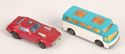 Lot 609 - Matchbox Superfast 64c Fire Chief Car + 65b Airport Coach FACTORY PRE-PRODUCTION COLOUR TRIALS